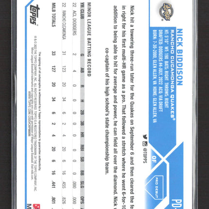 2023 Topps Pro Debut Nick Biddison #PD-176 auto