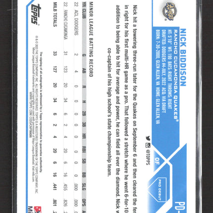 2023 Topps Pro Debut Nick Biddison #PD-176 Topps Certified Autograph Issue