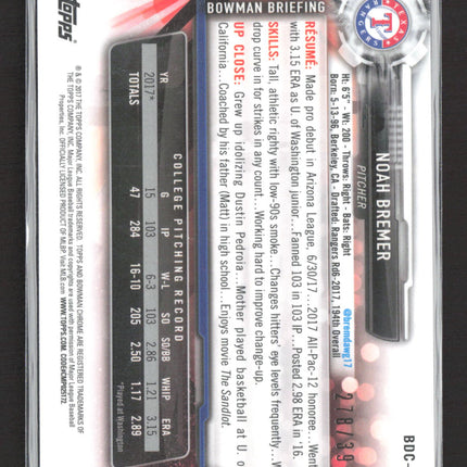 2017 Bowman Chrome Noah Bremer #BDC-127