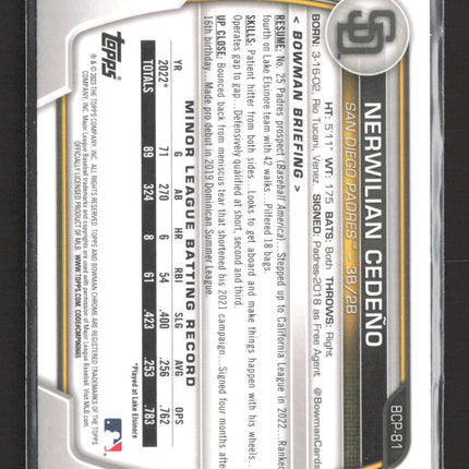 2023 Bowman Chrome Nerwilian Cedeño #BCP-81 1st Bowman