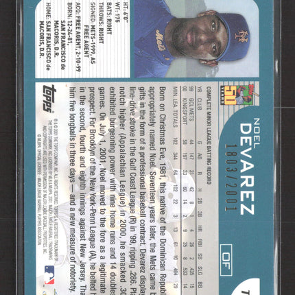 2001 Topps Gold Noel Devarez #T218 1803/2001