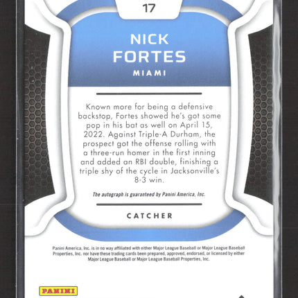 2022 Panini Chronicles Certified Baseball Nick Fortes #17 RC