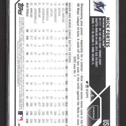 2023 Topps Chrome Update Series Nick Fortes #USC77 Blue Mojo Refractor