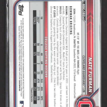 2023 Topps Bowman Draft Chrome Nate Furman #BDC-182 Blue Sapphire