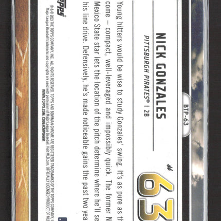 2023 Bowman Chrome Bowman Scouts Top 100 Nick Gonzales #BTP-63