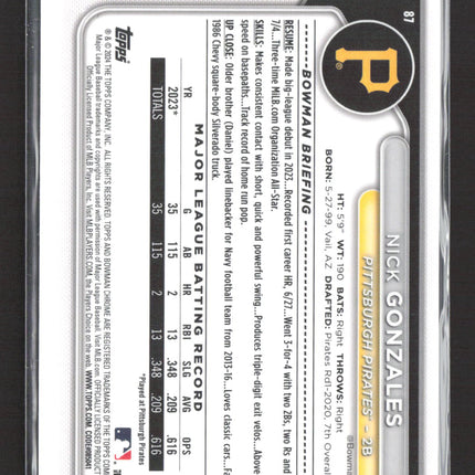 2013 Bowman Chrome Nick Gonzales #87 RC