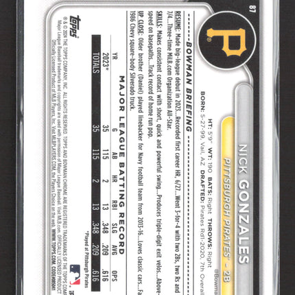 2013 Bowman Chrome Nick Gonzales #87 RC
