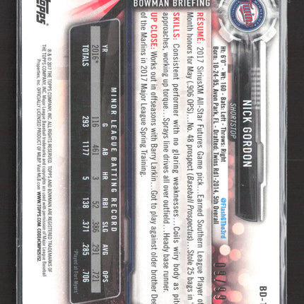 2017 Bowman Nick Gordon #BD-191 Green
