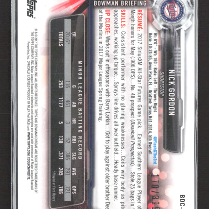 2017 Bowman Chrome Nick Gordon #BDC-191 Blue Refractor 170/399
