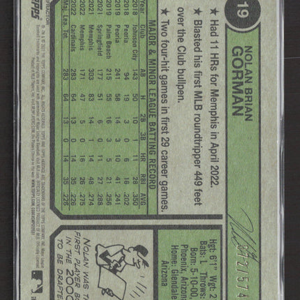 2023 Topps Heritage Nolan Gorman #19 Refractor RC