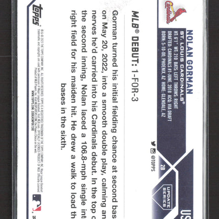 2023 Topps Update Series Nolan Gorman #US212 Foilboard RC