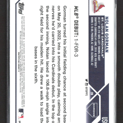2023 Topps Chrome Update Series Nolan Gorman #USC145 RC
