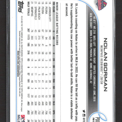 2022 Topps Chrome Pro Debut Nolan Gorman #PDC-15