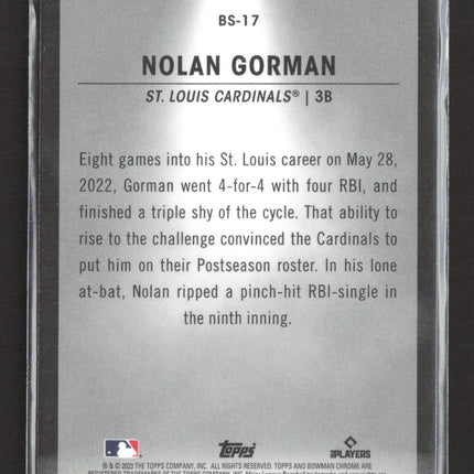 2023 Bowman Chrome Spotlight Nolan Gorman #BS-17 RC