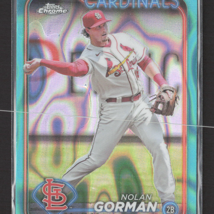 2024 Topps Chrome Nolan Gorman #97 Aqua RayWave 036/199