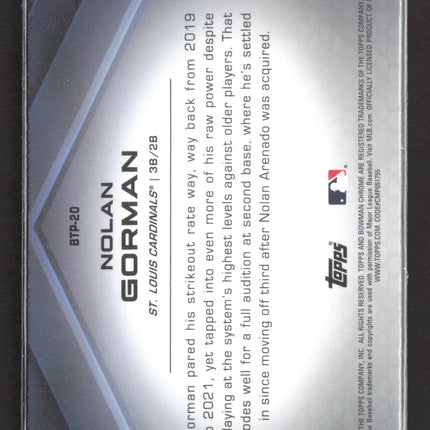 2022 Bowman Chrome Top 100 Nolan Gorman #BTP-20