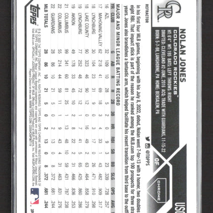 2023 Topps Chrome Nolan Jones #USC178 Refractor RC