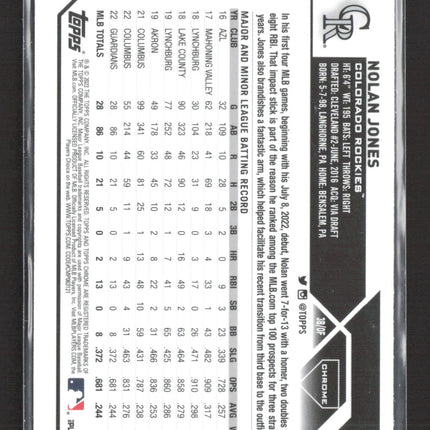 2023 Topps Chrome Logofractor Nolan Jones #43 Blue RC