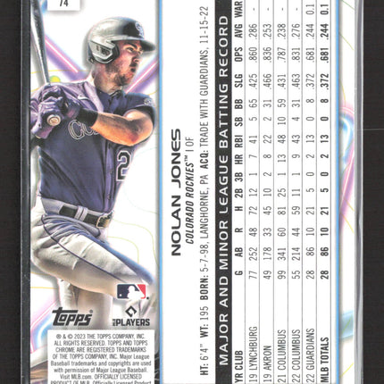 2023 Topps Chrome Cosmic Nolan Jones #74 RC
