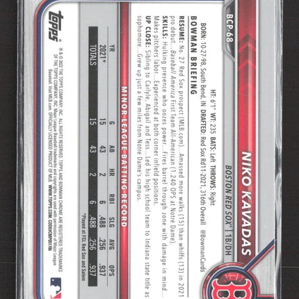 2022 Bowman Chrome Niko Kavadas #BCP-68