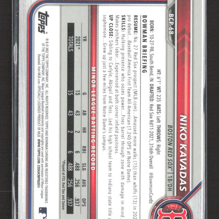 2022 Bowman Chrome Mojo Refractor Niko Kavadas #BCP-68 1st Bowman