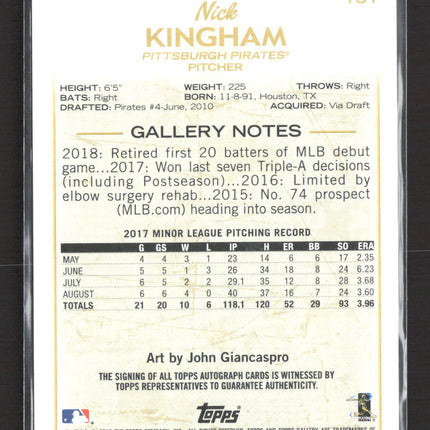 2018 Topps Gallery Nick Kingham #131 RC auto