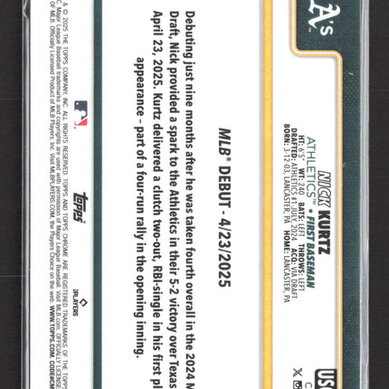 2025 Topps Chrome Nick Kurtz #USC180 RC