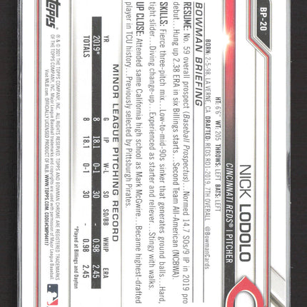 2021 Bowman Paper Nick Lodolo #BP-20 Sky Blue 236/499