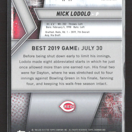 2019 Bowman's Best Nick Lodolo #TP-17 Refractor