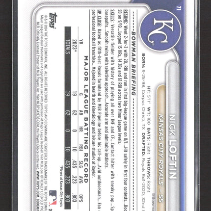 2024 Topps Bowman Nick Loftin #71 RC