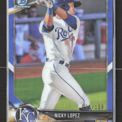 2018 Bowman Chrome Nicky Lopez #BCP195 Blue Refractor 032/150