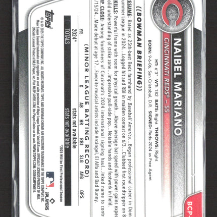 2025 Bowman Chrome Naibel Mariano #BCP-99 Mega Box Mojo Refractor