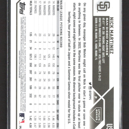 2023 Topps Update Series Nick Martinez #US10 Gold