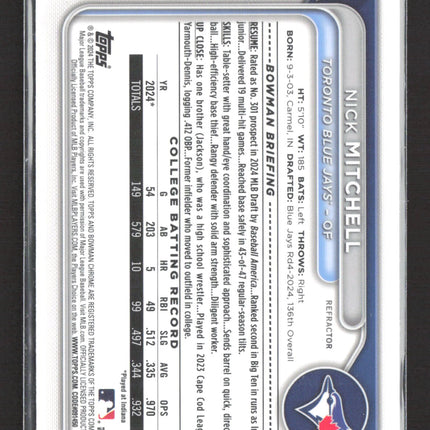 2024 Bowman Chrome Nick Mitchell #BDC-114 Refractor