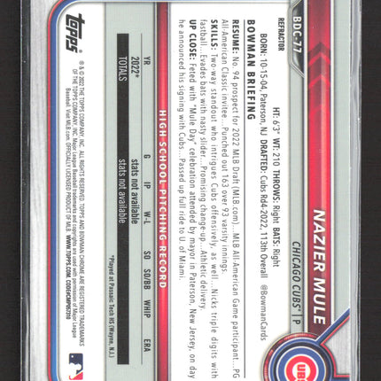 2022 Topps Bowman Chrome Draft Nazier Mule #BDC-77 Refractor