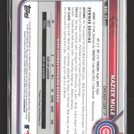 2022 Bowman Chrome Sapphire Edition Nazier Mule #BDC-77 1st Bowman