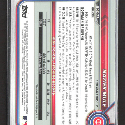 2022 Bowman Chrome Draft Nazier Mule #BDC-77 Refractor 1st Bowman