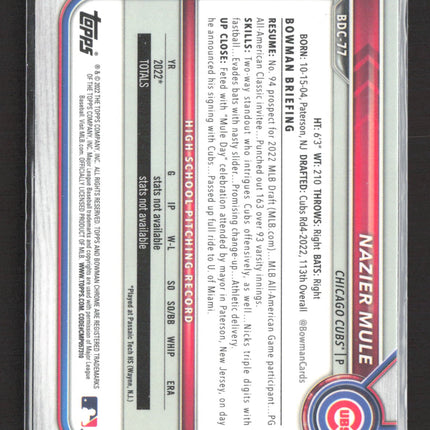 2022 Bowman Chrome Draft Nazier Mule #BDC-77 1st Bowman