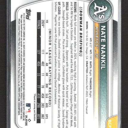 2025 Bowman Chrome Nate Nankil #BCP-102 reptillian