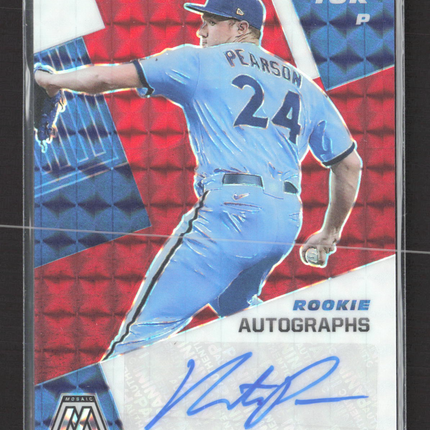 2021 Panini Mosaic Baseball Nate Pearson #RAM-NP Red White Blue auto
