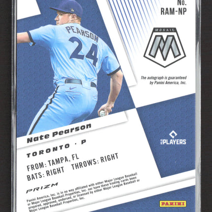 2021 Panini Mosaic Baseball Nate Pearson #RAM-NP Red White Blue auto