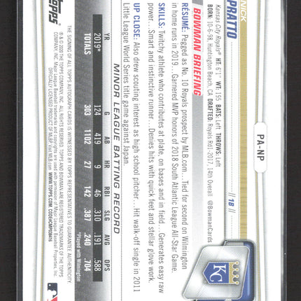 2020 Topps Bowman Nick Pratto #PA-NP auto