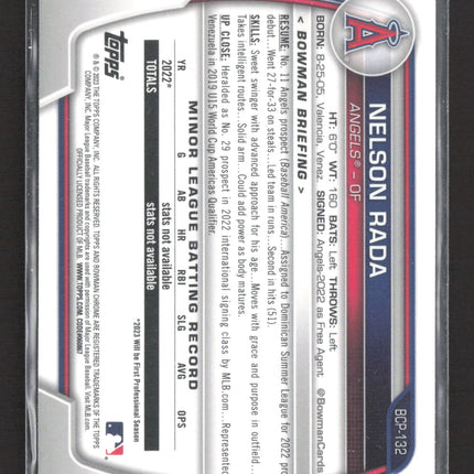 2023 Bowman Chrome Mojo Nelson Rada #BCP-132 Mega Box Refractor 1st Bowman