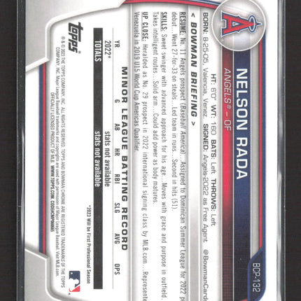 2023 Bowman Chrome Nelson Rada #BCP-132 1st Bowman