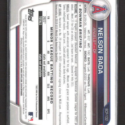 2023 Bowman Chrome Nelson Rada #BCP-132 1st Bowman