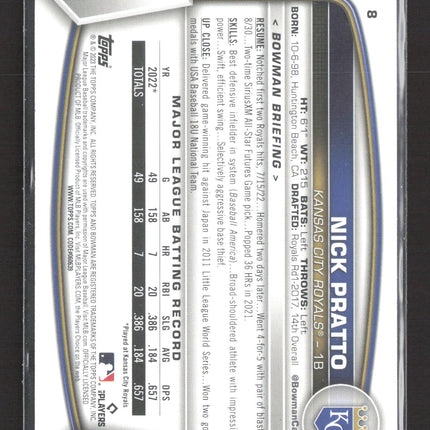 2023 Bowman Nick Pratto #8 Sky Blue RC /499