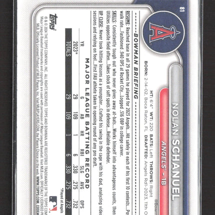 2024 Topps Bowman Nolan Schanuel #81 RC