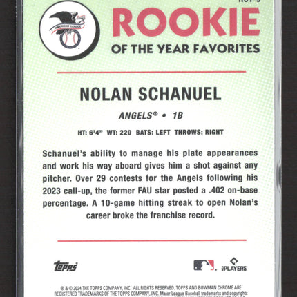 2024 Bowman Chrome Rookie of the Year Favorites Nolan Schanuel  Refractor RC