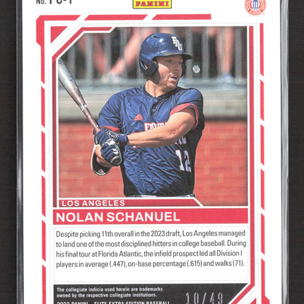 2023 Panini Elite Extra Edition Primary Colors Nolan Schanuel #PC-1 Red 10/49