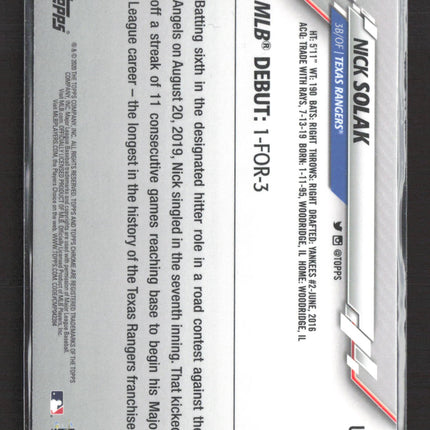 2020 Topps Chrome Nick Solak #U-60 Pink RC